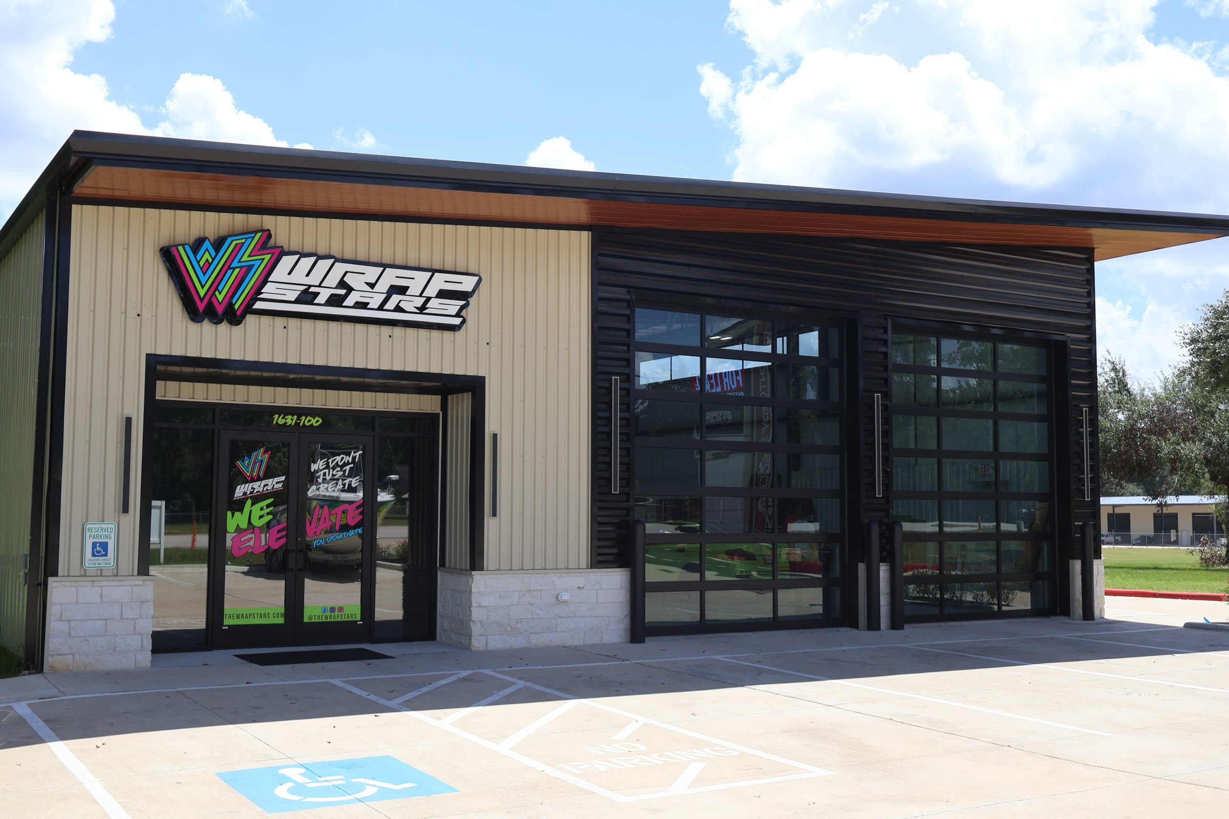 The Wrap Stars storefront, Montgomery TX. Vehicle Wrap and Advertising company.